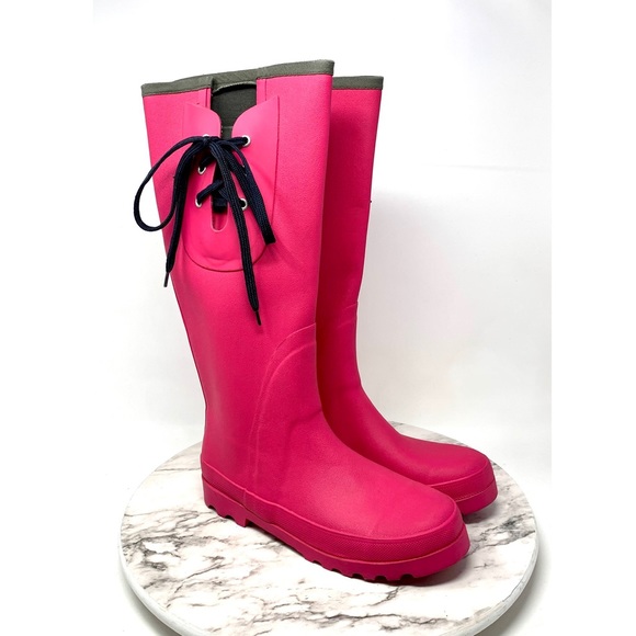 J Crew Lace Up Wellies Rain Boots 